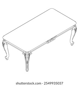 Mesa de café ícone de contorno conjunto. Mesas de arte para decoração de sala de estar. Elegante barroco e clássico esboços lineares tabelas. Ilustração vetorial de contorno isolada no plano de fundo branco.