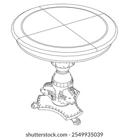 Coffee tables outline icon set. Line art tables for living room decor. Elegant baroque and classical linear sketches tables. Outline vector illustration isolated on white background.