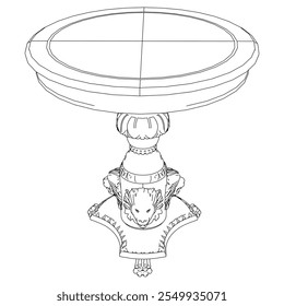 Mesa de café ícone de contorno conjunto. Mesas de arte para decoração de sala de estar. Elegante barroco e clássico esboços lineares tabelas. Ilustração vetorial de contorno isolada no plano de fundo branco.