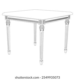 Coffee tables outline icon set. Line art tables for living room decor. Elegant baroque and classical linear sketches tables. Outline vector illustration isolated on white background.