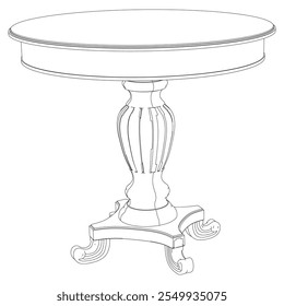 Mesa de café ícone de contorno conjunto. Mesas de arte para decoração de sala de estar. Elegante barroco e clássico esboços lineares tabelas. Ilustração vetorial de contorno isolada no plano de fundo branco.