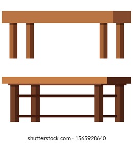 Coffee tables vector set isolated on white background. Hallway, living room wooden furniture interior design elements, rectangular shape. Flat catroon style single illustration.