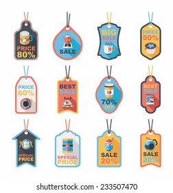 Coffee tag flat banner background set, eps10