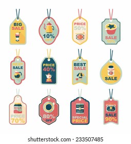 Coffee tag flat banner background set, eps10