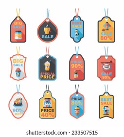 Coffee tag flat banner background set, eps10