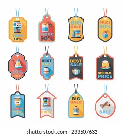 Coffee tag flat banner background set, eps10