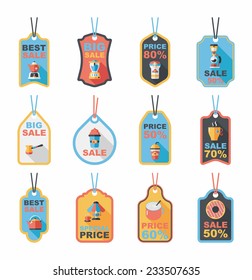 Coffee tag flat banner background set, eps10