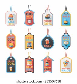 Coffee tag flat banner background set, eps10