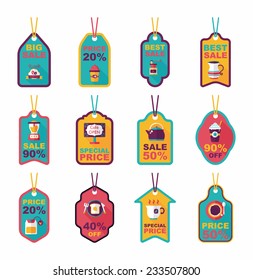 Coffee tag flat banner background set, eps10