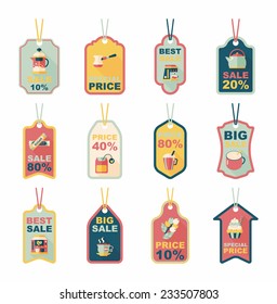 Coffee tag flat banner background set, eps10