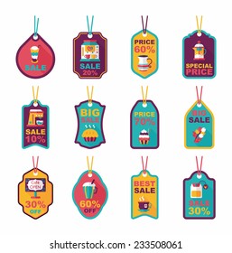 Coffee tag flat banner background set, eps10