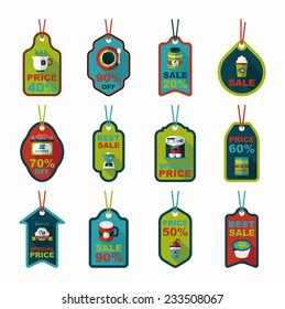Coffee tag flat banner background set, eps10