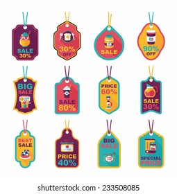 Coffee tag flat banner background set, eps10
