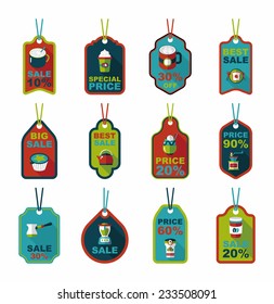 Coffee tag flat banner background set, eps10