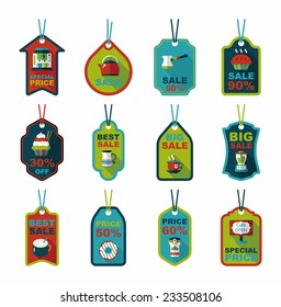 Coffee tag flat banner background set, eps10