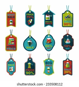 Coffee tag flat banner background set, eps10