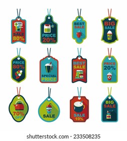 Coffee tag flat banner background set, eps10
