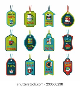 Coffee tag flat banner background set, eps10