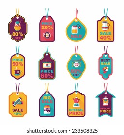 Coffee tag flat banner background set, eps10