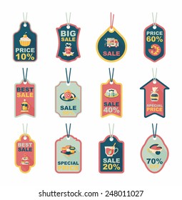 Coffee tag flat banner background set, eps10