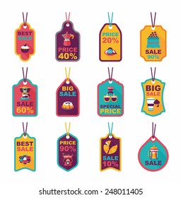 Coffee tag flat banner background set, eps10