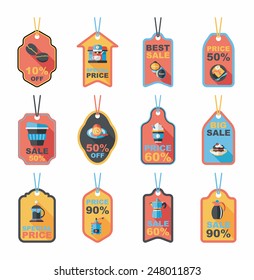 Coffee tag flat banner background set, eps10