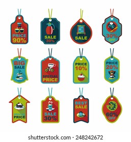 Coffee tag flat banner background set, eps10