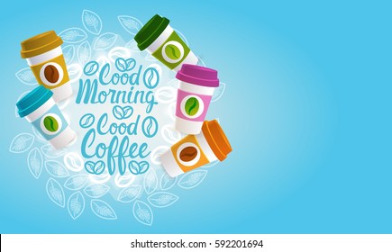 Desayuno Descanso Bebida Set Ilustración Vector Plano