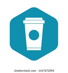 Coffee in take away cup icon in simple style isolated on white background vector illustration