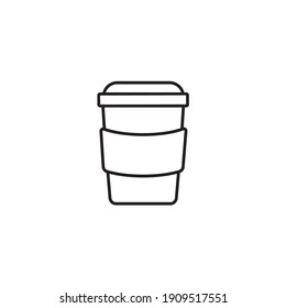 Coffee take away, coffee to go, coffee break simple thin line icon vector illustration