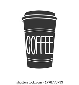 Coffee Take Away Icon Silhouette Illustration. Drink Mug Vector Graphic Pictogram Symbol Clip Art. Doodle Sketch Black Sign.