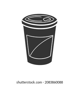 Coffee Take Away Icon Silhouette Illustration. Container Drink Vector Graphic Pictogram Symbol Clip Art. Doodle Sketch Black Sign.