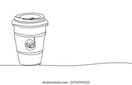 El café quita una línea continua. Taza de arte de la línea de café. Arte vectorial dibujado a mano.