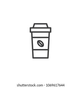 Coffee take away outline icon. linear style sign for mobile concept and web design. Paper coffee cup simple line vector icon. Symbol, logo illustration. Pixel perfect vector graphics