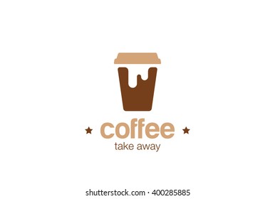 Coffee take away paper cup Logo design vector template Negative space style.
Coffee-shop Logotype concept icon.