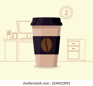 coffee in take away pot icon