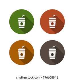 Coffee take home flat icons, vector, illustration.