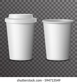 Coffee takeaway cup cover 3d realistic mockup transparent background design vector illustration