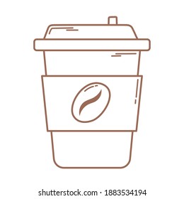 Coffee Takeaway Cup Icon In Brown Line Vector Illustration