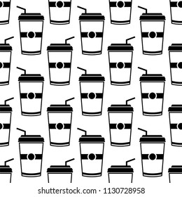Coffee Takeaway Cup Seamless Pattern Vector Art Illustration