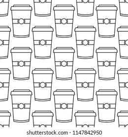 Coffee Takeaway Cup Seamless Pattern Vector Art Illustration