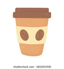 Einwegbecher für Kaffee einzeln auf Symbolebene Vektorgrafik