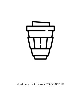 Coffee in a takeaway paper cup. Pixel perfect, editable stroke line art icon