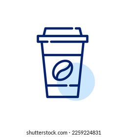 Coffee in a takeaway paper cup. Pixel perfect, editable stroke line icon