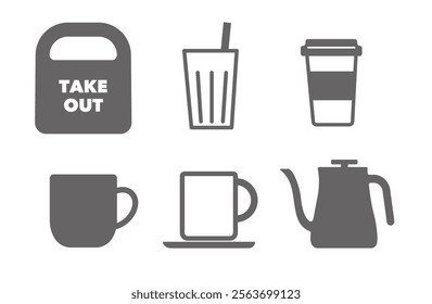 Coffee   Takeout Icon Set vector illustration