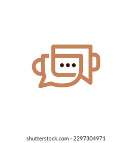 Coffee Talk Chat Bubble Cup Cafe Social Message Logo Vector Icon Illustration