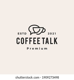 coffee talk chat bubble hipster vintage logo vector icon illustration