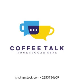 coffee talk chat bubble social logo vector icon illustration