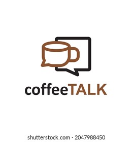 coffee talk chat cup logo vector icon illustration