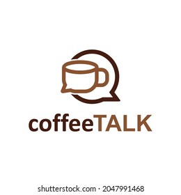coffee talk chat cup logo vector icon illustration